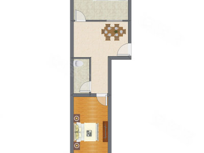 1室1厅 31.87平米户型图