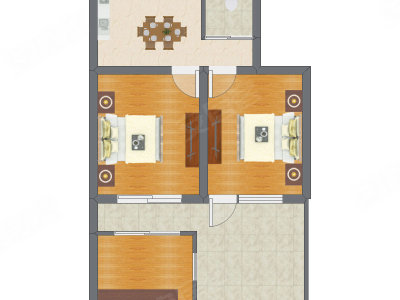2室1厅 47.03平米