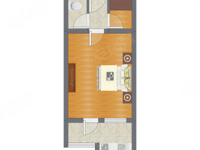 1室0厅 41.22平米户型图