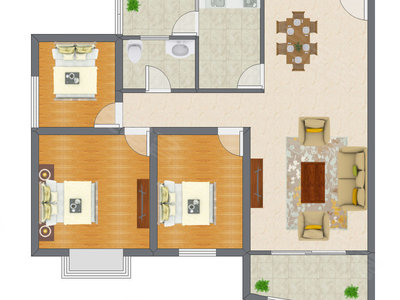 3室2厅 96.12平米