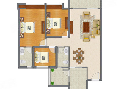 3室2厅 117.80平米户型图