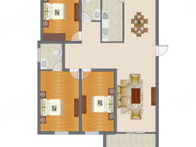 3室2厅 117.30平米