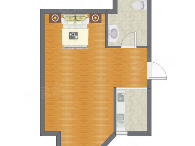 1室0厅 61.80平米户型图