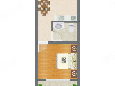 1室1厅 39.66平米