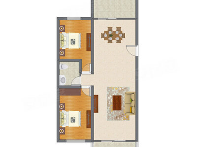 2室2厅 115.04平米户型图