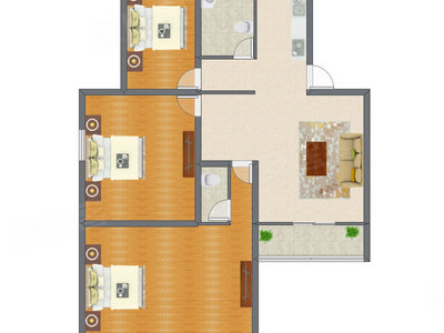 3室1厅 128.00平米