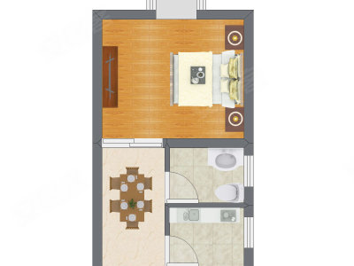 1室1厅 21.80平米户型图