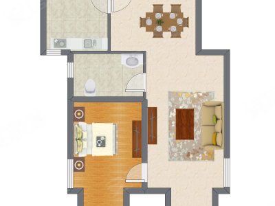 1室2厅 83.78平米户型图