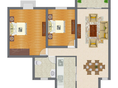 2室2厅 79.03平米