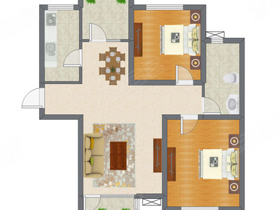 2室2厅 99.94平米户型图