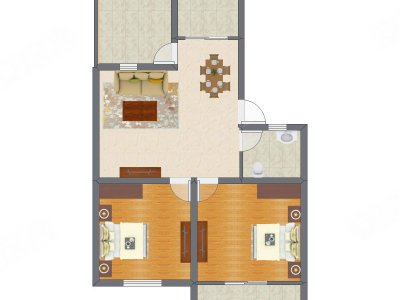 2室2厅 73.80平米户型图