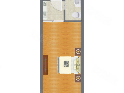 1室0厅 43.10平米户型图