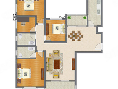 3室2厅 141.71平米户型图
