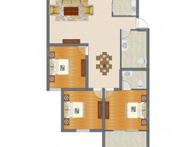 3室1厅 98.30平米
