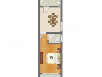1室1厅 50.21平米户型图
