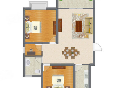 2室2厅 97.73平米户型图