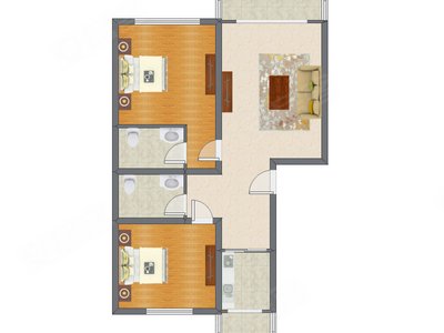 2室1厅 127.08平米