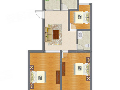 3室1厅 91.50平米