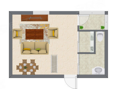 2室2厅 28.73平米户型图