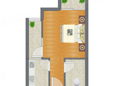 1室0厅 32.35平米户型图