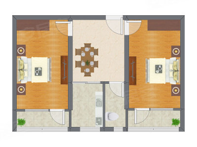 2室1厅 78.97平米户型图