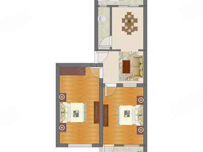 2室2厅 74.12平米
