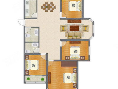 4室2厅 96.36平米