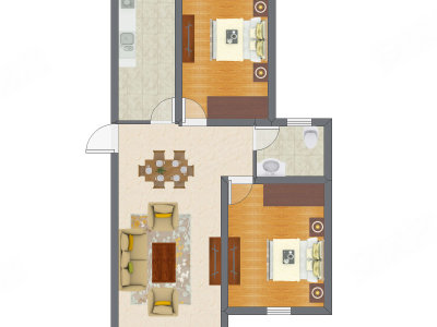 2室2厅 92.15平米户型图