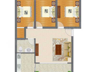 3室1厅 96.00平米户型图