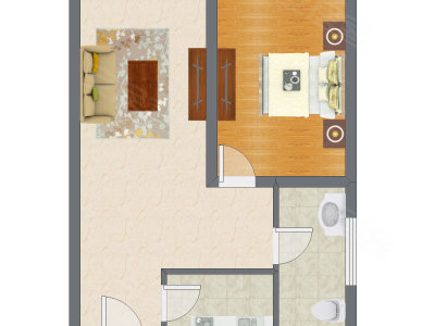 1室1厅 72.45平米户型图