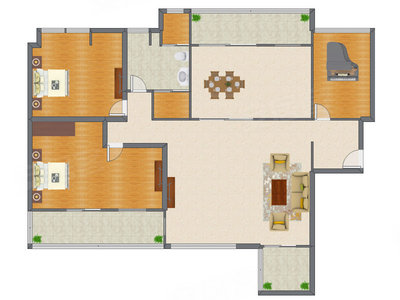 3室2厅 218.00平米户型图