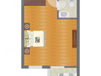 1室1厅 50.00平米