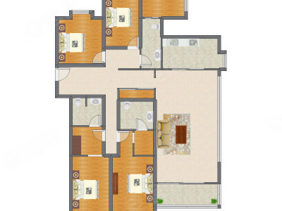 4室2厅 225.29平米户型图
