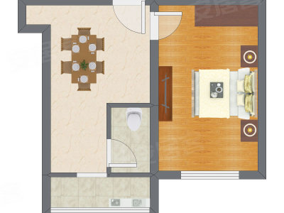 1室1厅 45.10平米户型图