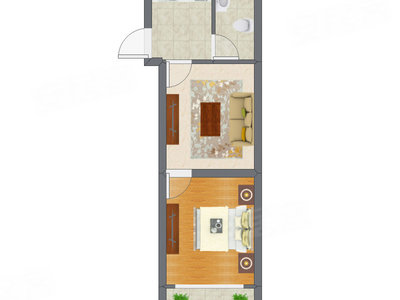 1室1厅 45.60平米