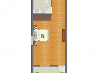 1室1厅 37.27平米