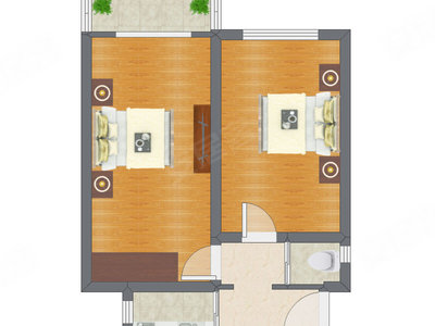 2室1厅 59.44平米