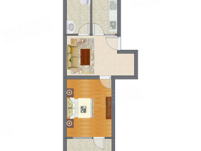 1室1厅 54.50平米户型图