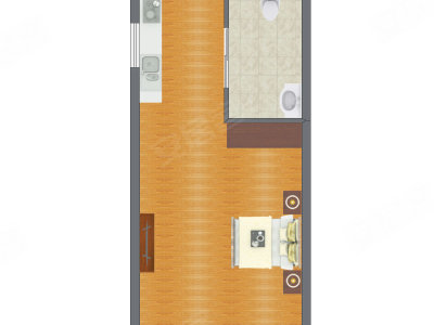 1室1厅 39.05平米