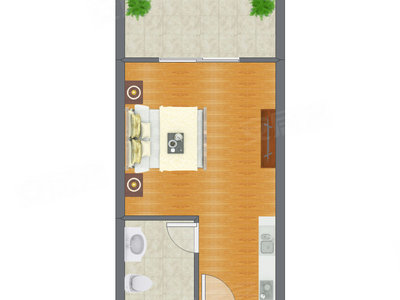 1室0厅 37.40平米户型图