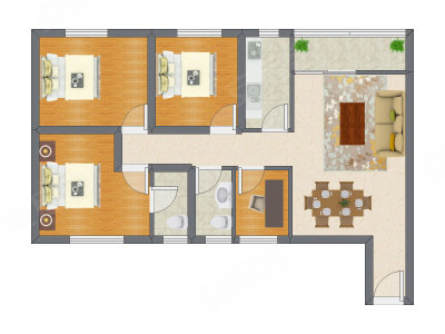 3室2厅 105.72平米