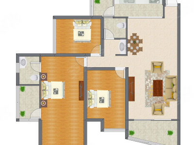 3室2厅 123.79平米