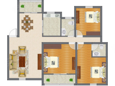 3室2厅 90.94平米