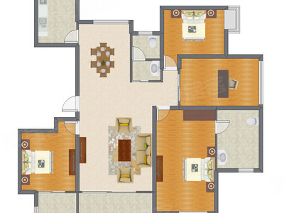 4室2厅 169.00平米户型图