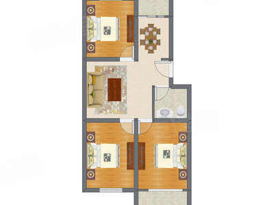 3室2厅 90.66平米户型图