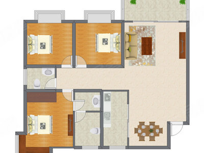 3室2厅 106.77平米