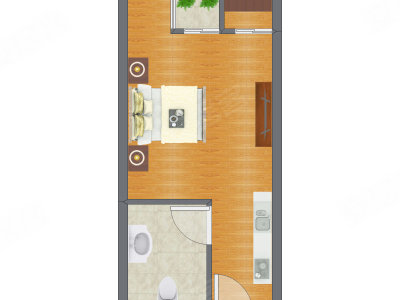 1室0厅 44.10平米户型图