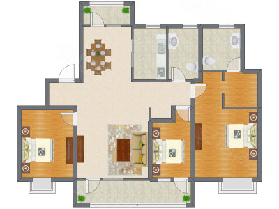3室2厅 140.00平米
