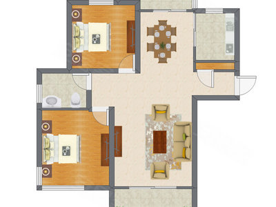 2室2厅 99.49平米