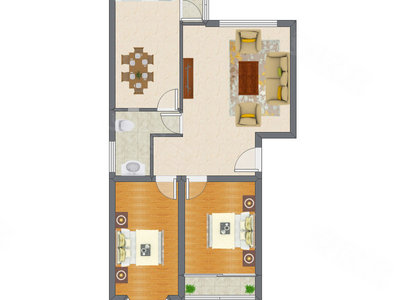 2室2厅 93.97平米户型图